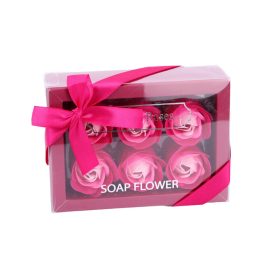   Illatos rózsabox szappanrózsa csokor 6 db rózsaszín rózsával
