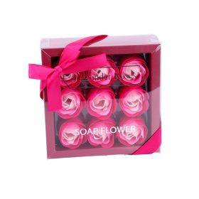   Illatos rózsabox szappanrózsa csokor 9 db rózsaszín rózsával