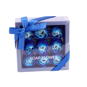 Illatos rózsabox szappanrózsa csokor 9 db kék rózsával