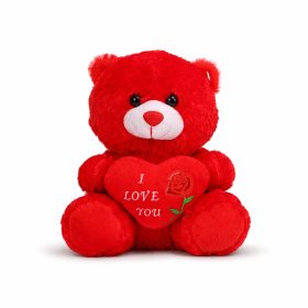   Plüss maci „I LOVE YOU” szívvel – piros plüss játék 21 cm, romantikus ajándék