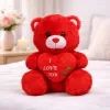 Plüss maci „I LOVE YOU” szívvel – piros plüss játék 21 cm, romantikus ajándék