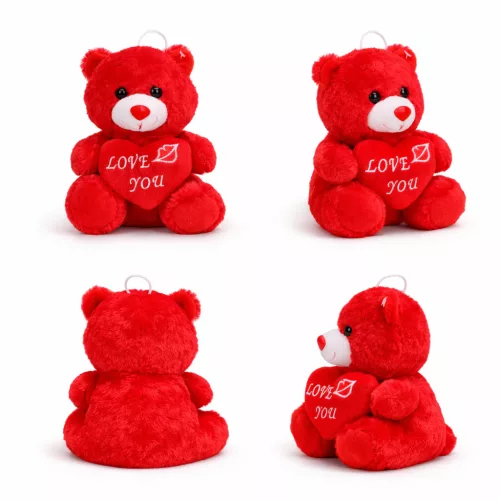 Plüss maci „Love You” szívvel – piros plüss játék 21 cm, romantikus ajándék