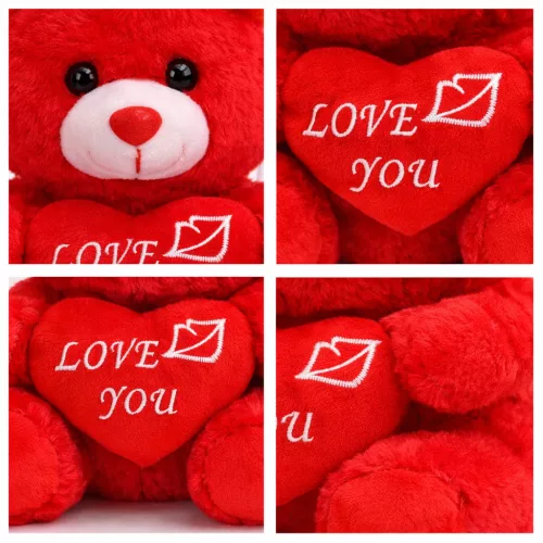 Plüss maci „Love You” szívvel – piros plüss játék 21 cm, romantikus ajándék
