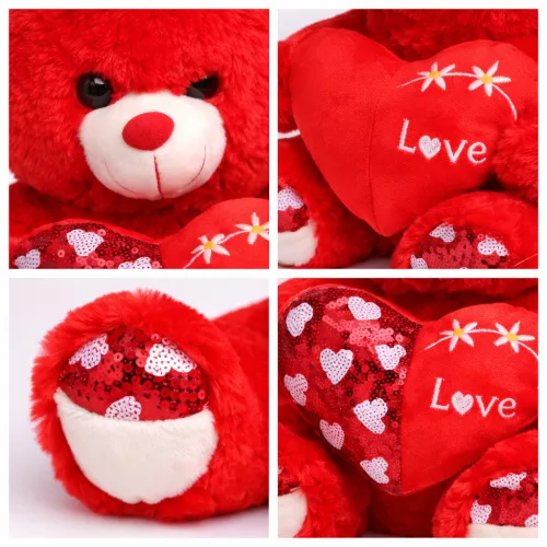 Plüss maci „Love” szívvel – piros plüss játék 30 cm, romantikus ajándék