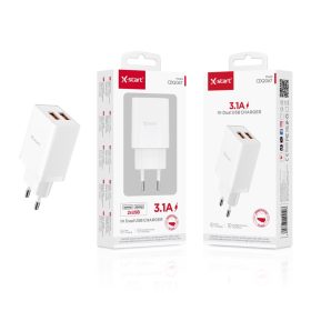   X-start 3.1A Dual USB fali töltőadapter – kétportos, fehér