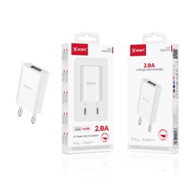   X-start hálózati USB töltő 2.0A – egyportos gyors töltő, fehér (Model CDQ070)