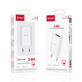   X-start hálózati USB töltő 2.0A – egyportos gyors töltő, fehér (Model CDQ070)