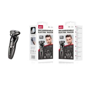   iGO AT930 3 az 1-ben elektromos borotva – újratölthető, 3D forgófejes férfi borotva 40 perces üzemidővel