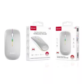   X-Start Y66 vezeték nélküli egér – halk, ergonomikus, újratölthető, 2.4G USB vevővel, fehér színben