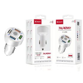   X-Start 7A / 40W szivargyújtós gyors töltő – 4 USB port, univerzális kompatibilitás, intelligens töltés