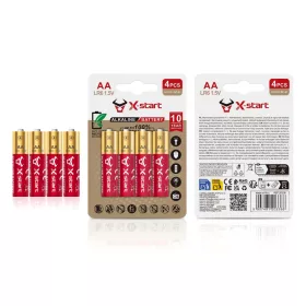   X-start DC-01 AA 1.5V Alkáli elem – LR6 tartós ceruzaelem, 10 éves élettartammal (4 db)