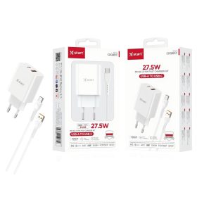   X-Start 27.5W gyorstöltő készlet – USB-A → USB-C kábel, PD+QC gyors töltés támogatásával
