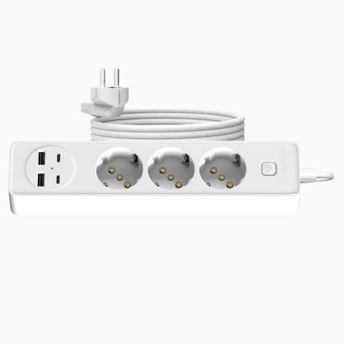 JORTAN hosszabbító 3 aljzattal, 2 USB és 2 USB-C porttal, LED jelzőfénnyel, 2 m kábel