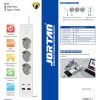 JORTAN hosszabbító 3 aljzattal, 2 USB és 2 USB-C porttal, LED jelzőfénnyel, 2 m kábel
