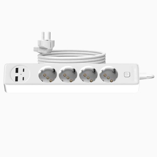JORTAN hosszabbító 4 aljzattal, 2 USB és 2 USB-C porttal, LED jelzőfénnyel, 2 m kábel
