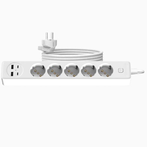 JORTAN hosszabbító 5 aljzattal, 2 USB és 2 USB-C porttal, LED jelzőfénnyel, 2 m kábel