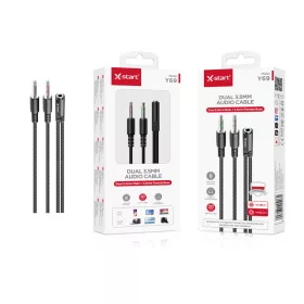   X-Start 3.5mm Audio Elosztó Kábel – Dupla Jack AUX Adapter, Fejhallgató + Mikrofon, 2m