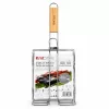 BBQ grill kolbász sütő 51×27×17×5,5 cm – rozsdamentes húsrács fa nyéllel