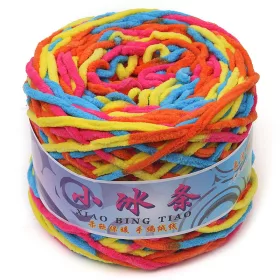    Vastag zsenilia kötőfonal - sárga, narancssárga, kék, ciklámen - 190 g