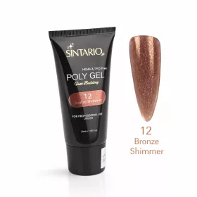   SINTARIO Poly Gel 12 Bronze Shimmer – bronzos árnyalatú, finoman csillogó építő polygél UV/LED lámpához, professzionális körömépítéshez