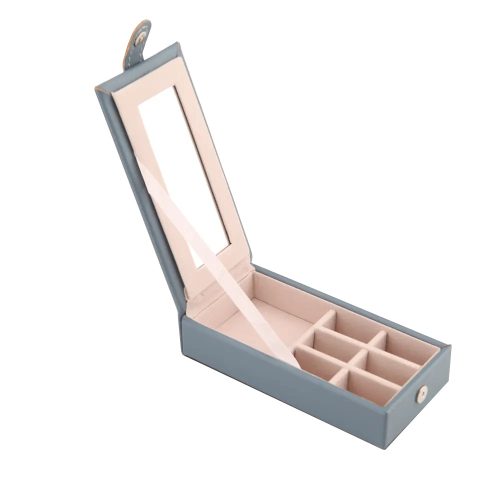 Műbör Kígyóbőr Mintás Ékszertartó Tükörrel - kék