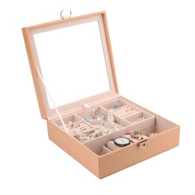   Műbör Kígyóbőr Mintás Ékszertartó Tükörrel - világosbarna