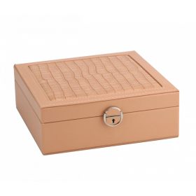   Műbör Kígyóbőr Mintás Ékszertartó Tükörrel - világosbarna