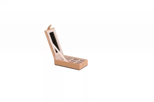 Műbör Kígyóbőr Mintás Ékszertartó Tükörrel - világosbarna