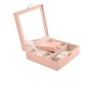   Műbör Kígyóbőr Mintás Ékszertartó Tükörrel - rózsaszín