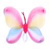 Rózsaszín pillangó, sárgás-kékes szárnnyal, pálcával és fejdísszel, színes pink, szárny: 41 x 43 cm