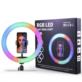   RGB Selfie LED Lámpa Színes, állítható fényerő és színhőmérséklet 33 cm