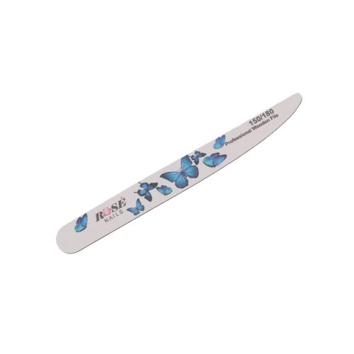 Rosé Nails egyenes körömreszelő 150/180 - kék lepkés