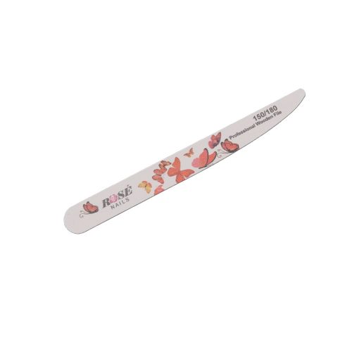 Rosé Nails egyenes körömreszelő 150/180 - narancssárga lepkés