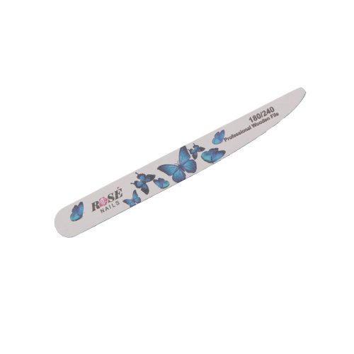 Rosé Nails egyenes körömreszelő 180/240 - kék lepkés