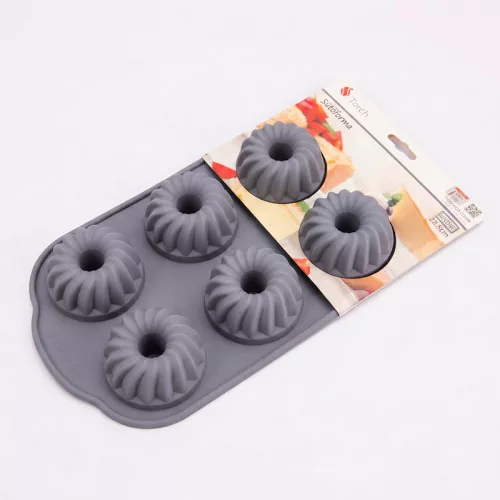 Szilikon mini kuglóf sütőforma – 6 részes rugalmas sütőforma otthoni sütéshez – 3
