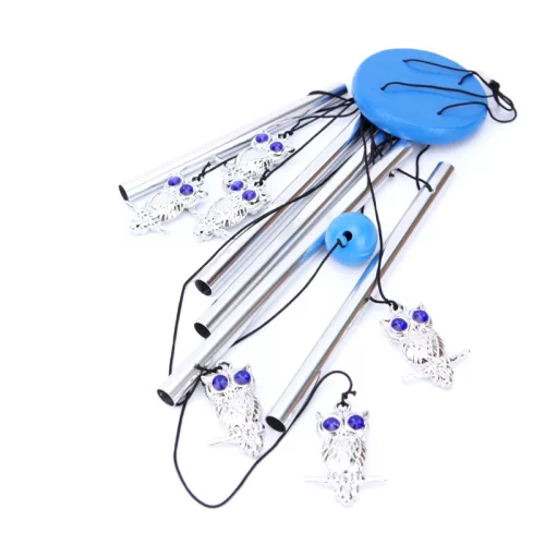 Szélcsengő ezüst bagoly 70 cm