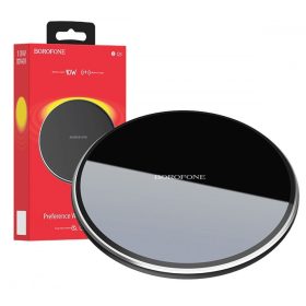   BOROFONE BQ3 Vezeték nélküli töltő Kör alakú 10W, QI támogatás - Fekete
