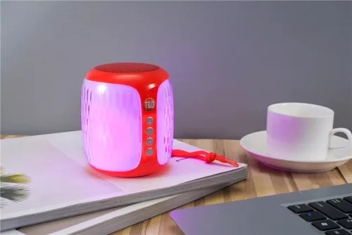 Hordozható Bluetooth hangszóró, Színes LEDS Világít TG611 - Piros