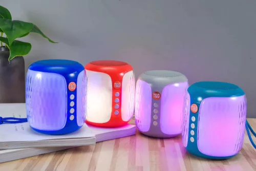 Hordozható Bluetooth hangszóró, Színes LEDS Világít TG611 - Fehér
