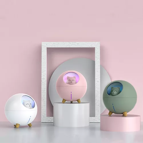Planet Cat Párásító – 220 ml zöld aromaterápiás párásító LED világítással