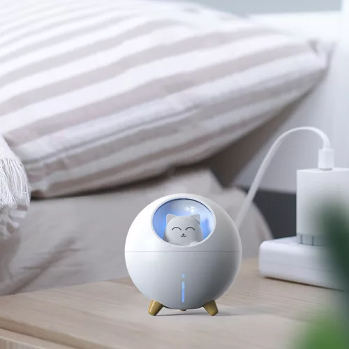 Planet Cat Párásító – 220 ml zöld aromaterápiás párásító LED világítással