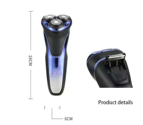 WGR V-306 férfi villanyborotva – 3 forgófejes, tölthető, LED kijelzővel