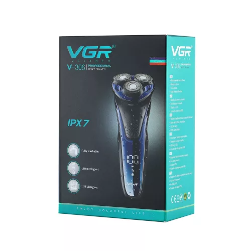 WGR V-306 férfi villanyborotva – 3 forgófejes, tölthető, LED kijelzővel