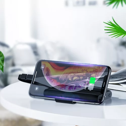 USAMS PB36 Mini Power Bank Asztali tartó és kábel 5000mAh - Fehér