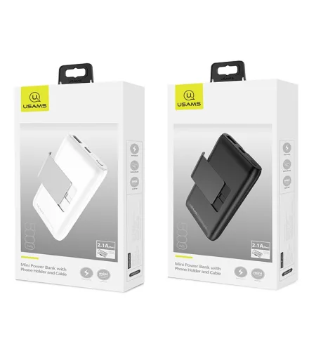 USAMS PB36 Mini Power Bank Asztali tartó és kábel 5000mAh - Fehér