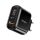 USAMS T23 CC085 QC3.0 + PD3.0 18W, digitális kijelzővel gyorstöltésű töltő, USB és Type C kimenettel - Fekete