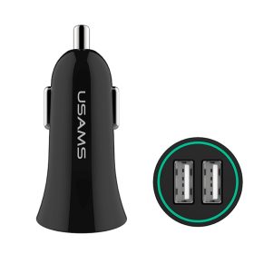   USAMS CC013 Autós szivargyújtó töltő Dupla USB + U-Gee 2v1 Kábel - Fekete