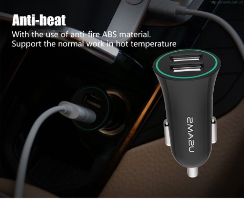 USAMS CC013 Autós szivargyújtó töltő Dupla USB + U-Gee 2v1 Kábel - Fekete