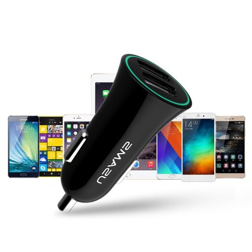 USAMS CC013 Autós szivargyújtó töltő Dupla USB + U-Gee 2v1 Kábel - Fekete