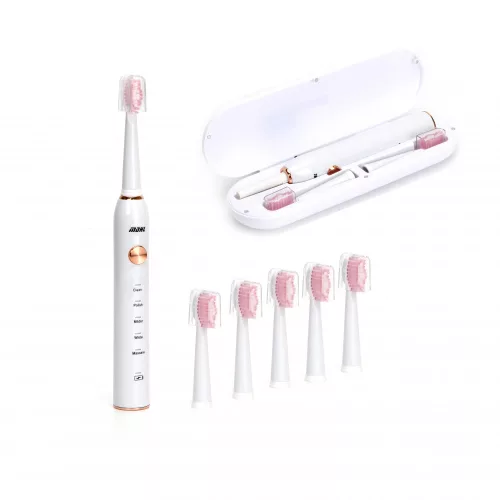 MDHL Elektromos fogkefék 5 üzemmód + 5 féj, USB töltés - Fehér
